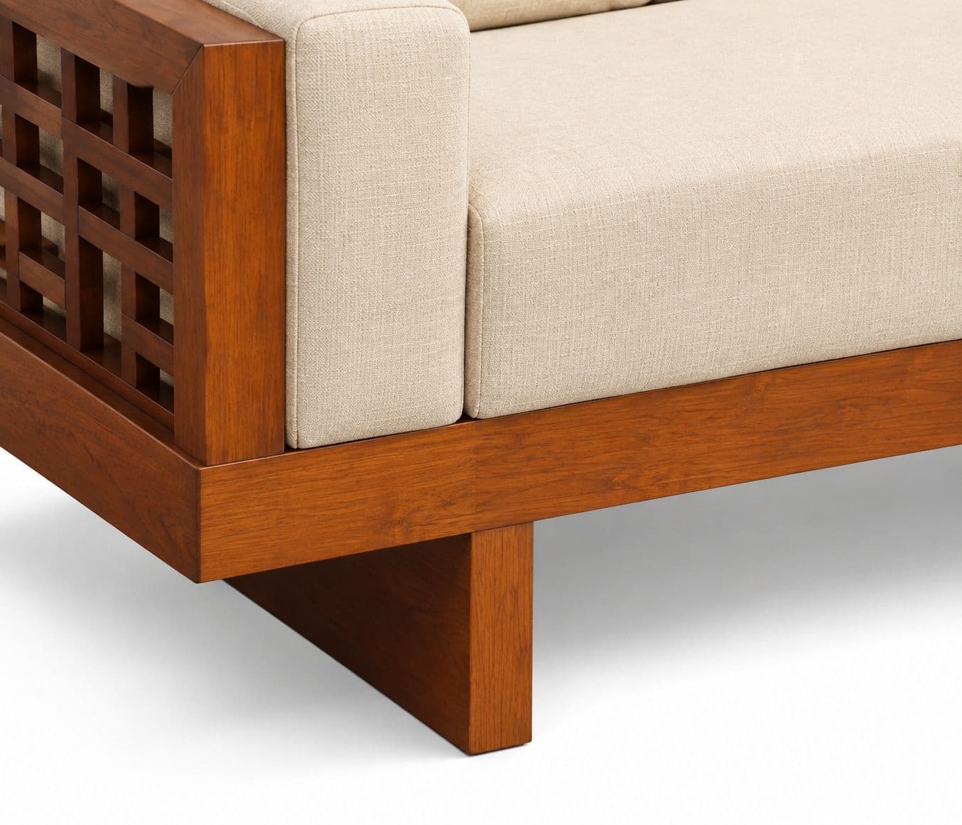 Image 14 for Estonia Sofa 3+ Lounger With 2 Seater High Density Foams And Micro Seude Fabric And Acacia Wood (BTM OTD)