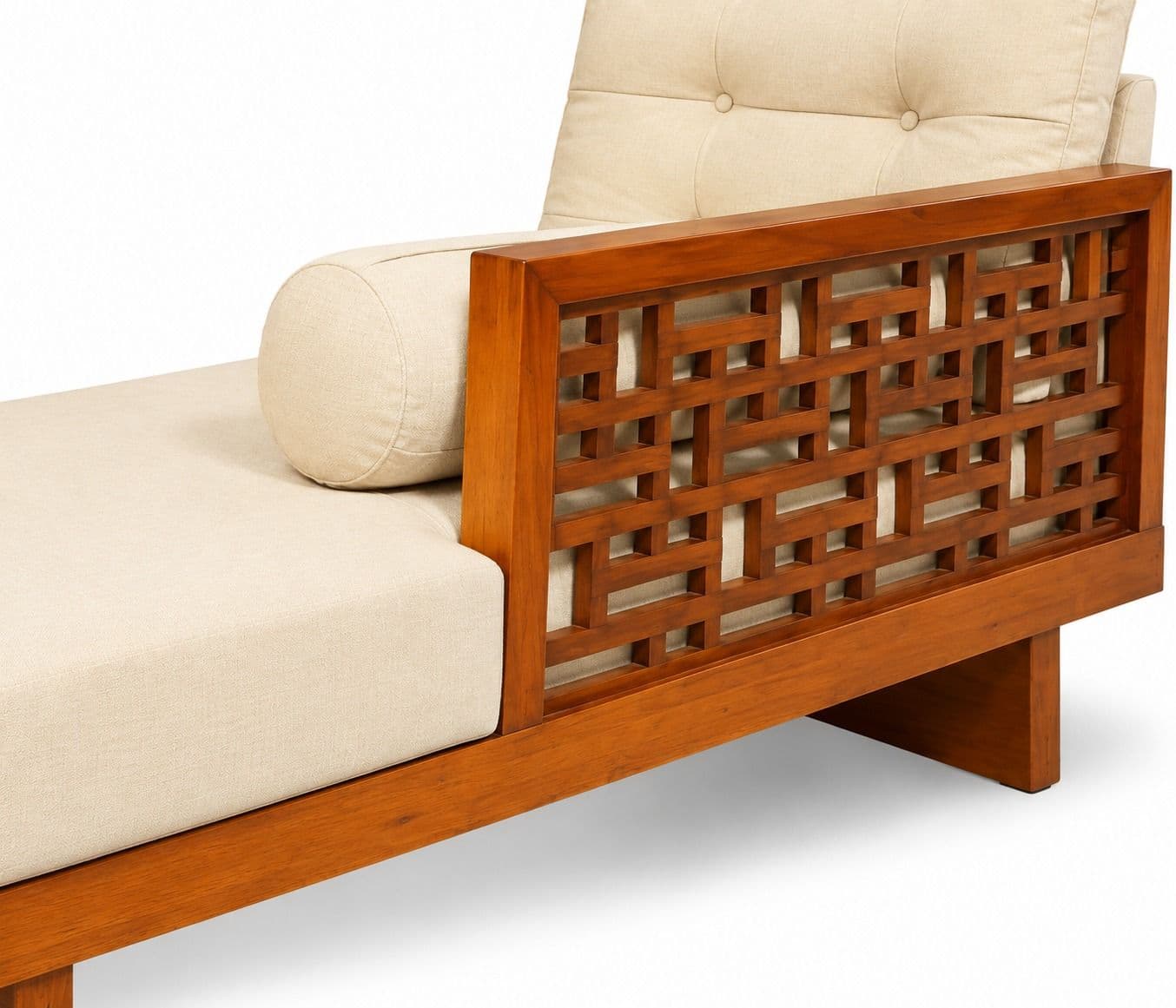 Image 16 for Estonia Sofa 3+ Lounger With 2 Seater High Density Foams And Micro Seude Fabric And Acacia Wood (BTM OTD)