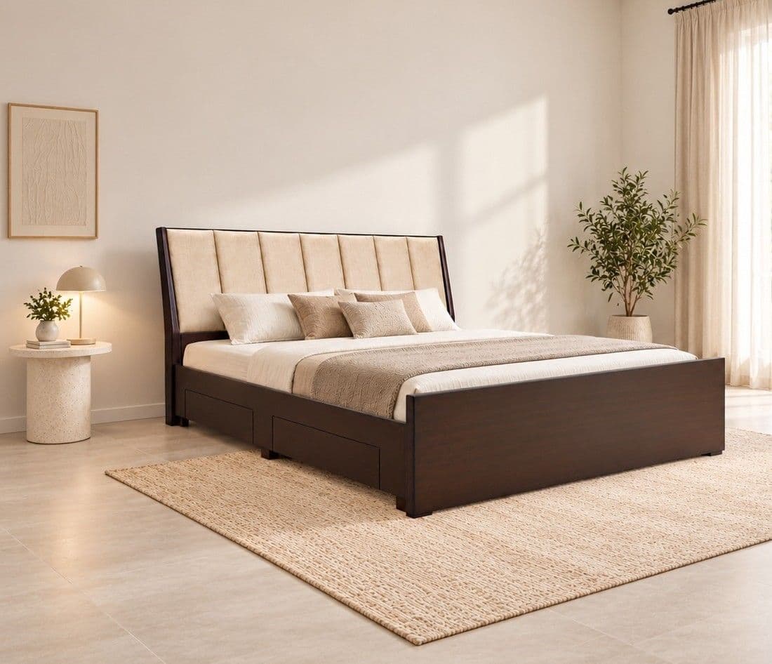 Image 1 for Cushion Patti Cot King Size With Regular Storage (WH)