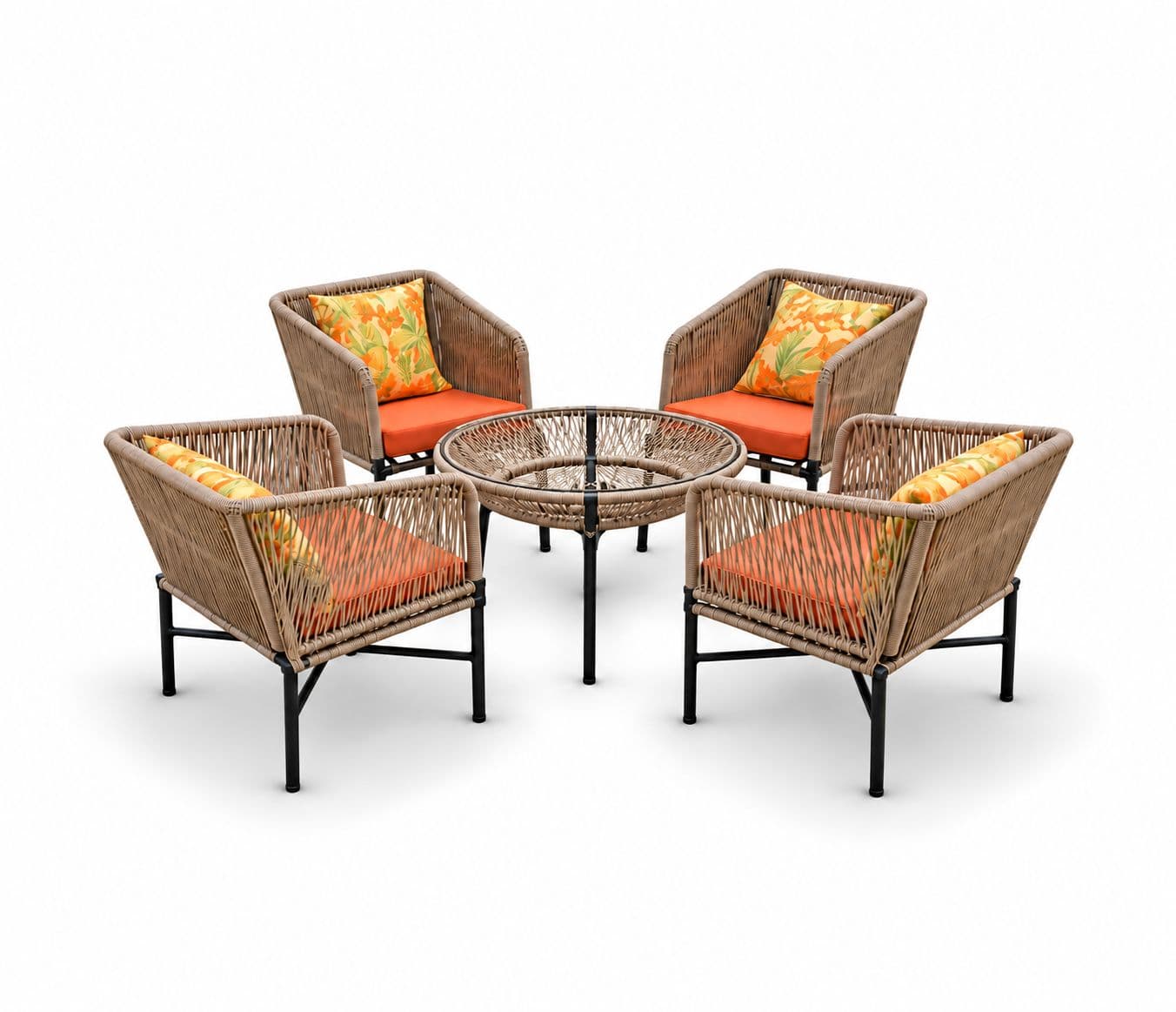 Image 3 for ODR-03 (ROPE) Outdoor Table Set 1+4 Seater Back Cushion + 1 With Center Table Without Glass (RCH SW) (OWD)