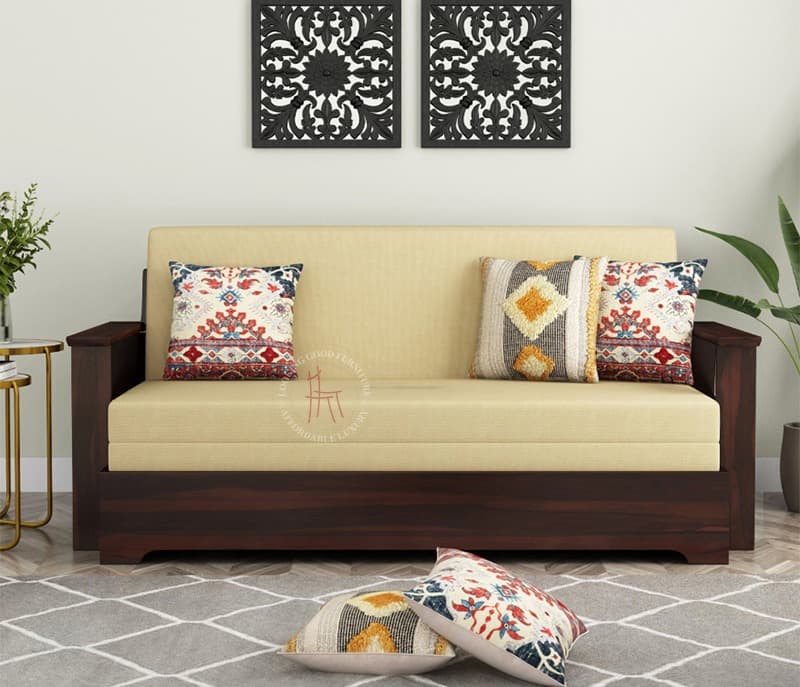 Image 2 for Delis Sheesham Wood Sofa Cum Bed Without Armrests