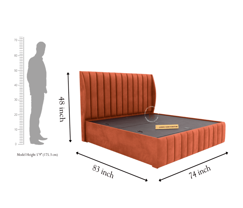 Image 5 for Jimmy Fully Upholstered Bed With Storage (King Size, Blue)