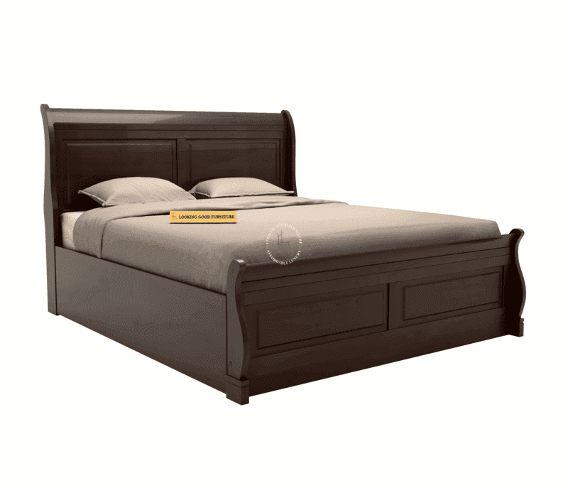 Image 2 for Trello Solid Wood Queen Size Bed Without Storage (Walnut Finish)