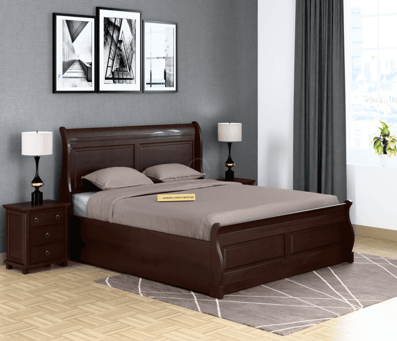 Image 1 for Trello Solid Wood Queen Size Bed Without Storage (Walnut Finish)