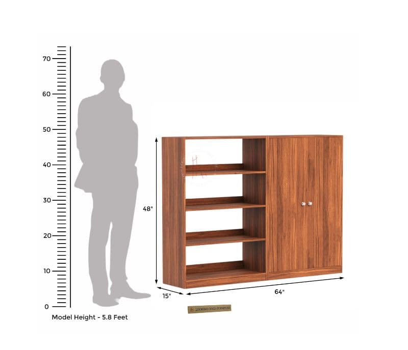 Image 10 for Alves Bookshelf with Storage (Exotic Teak Finish)