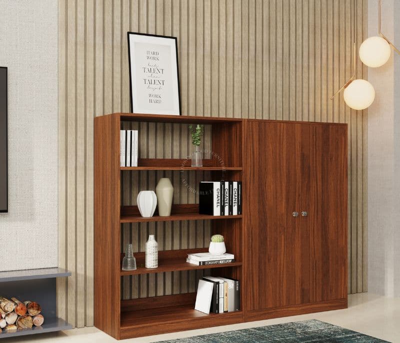 Alves Bookshelf with Storage (Exotic Teak Finish)