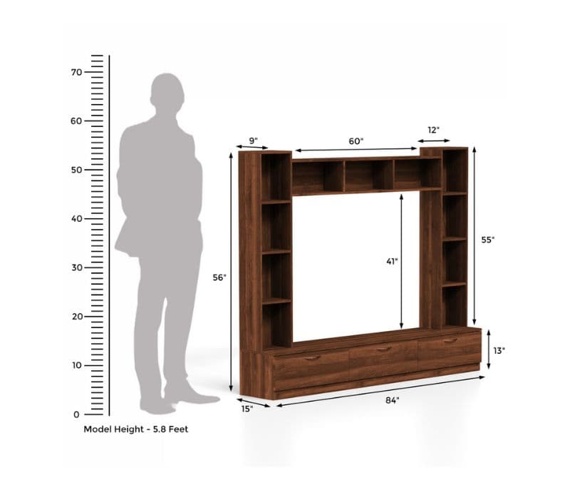 Image 6 for Hary Engineered Wood TV Unit With Cabinets (Columbian Walnut Finish)