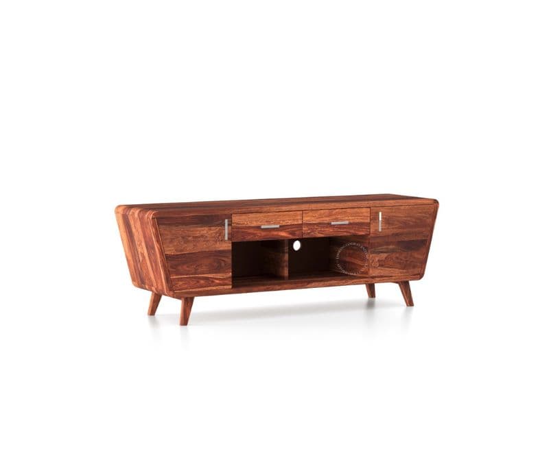 Image 2 for Marcia Sheesham Wood Tv Unit with Cupboards Drawers and Shelve Storage (Honey Finish)
