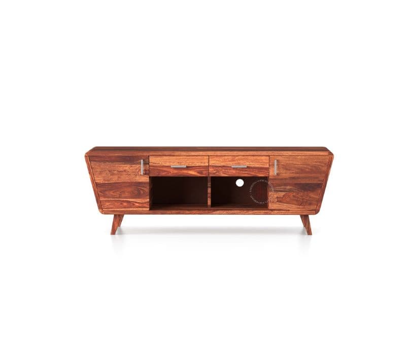 Image 3 for Marcia Sheesham Wood Tv Unit with Cupboards Drawers and Shelve Storage (Honey Finish)