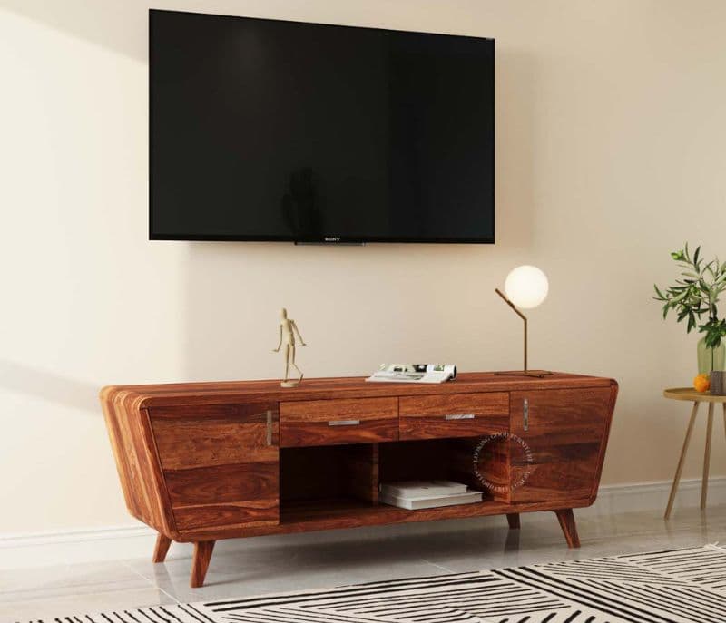 Image 1 for Marcia Sheesham Wood Tv Unit with Cupboards Drawers and Shelve Storage (Honey Finish)
