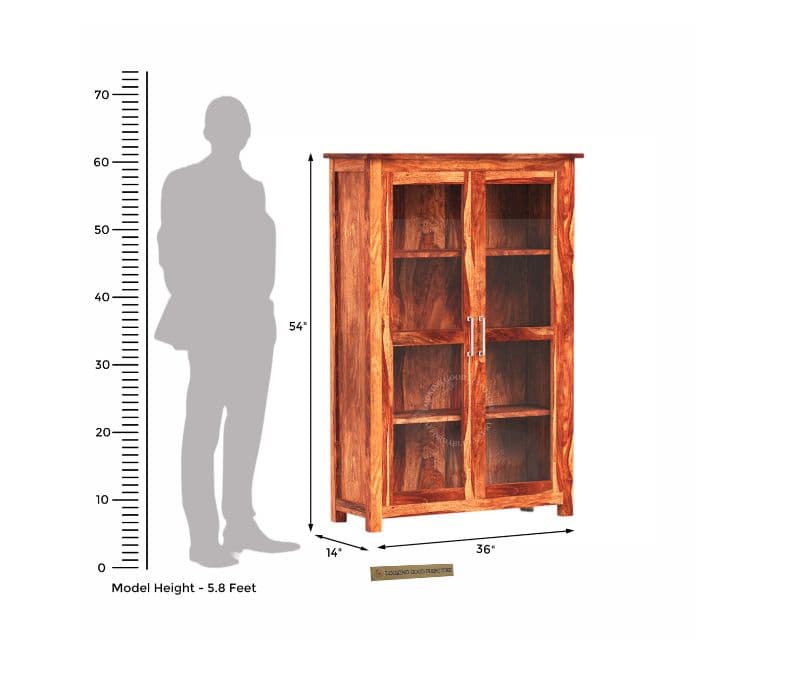 Image 8 for Occa Sheesham Wood Display Unit With Closed Storage (Honey Finish)