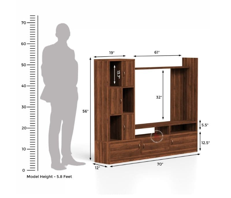 Image 6 for Wera Engineered Wood TV Unit With Cabinets (Columbian Walnut Finish)