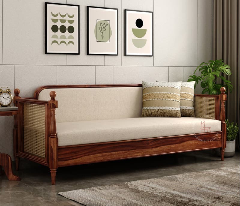 Image 1 for Yukti Sheesham Wood and Cane Divan Bed with Mattress