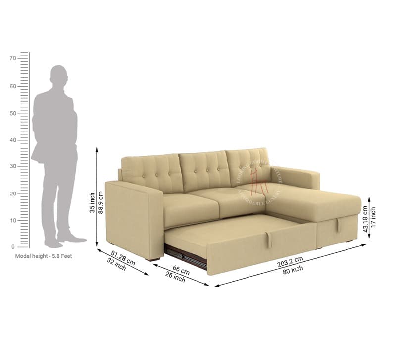 Image 13 for Fiore Right Aligned Convertible Sofa Cum Bed