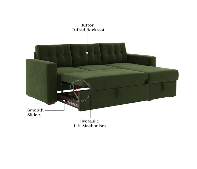 Image 15 for Nora Right Aligned Convertible Sofa Cum Bed with Storage
