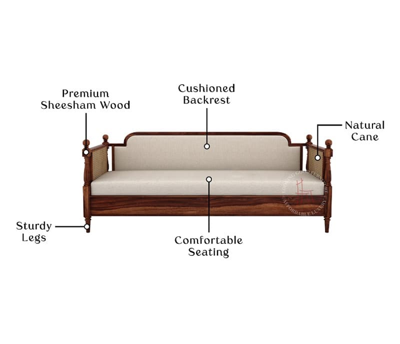 Image 6 for Yukti Sheesham Wood and Cane Divan Bed with Mattress