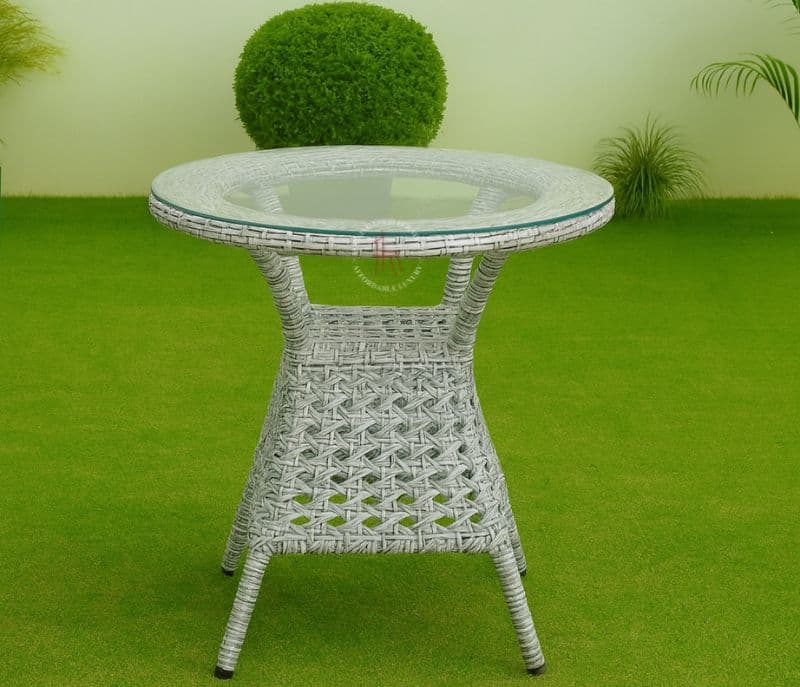 Image 1 for Eloise White And Wicker Outdoor Table